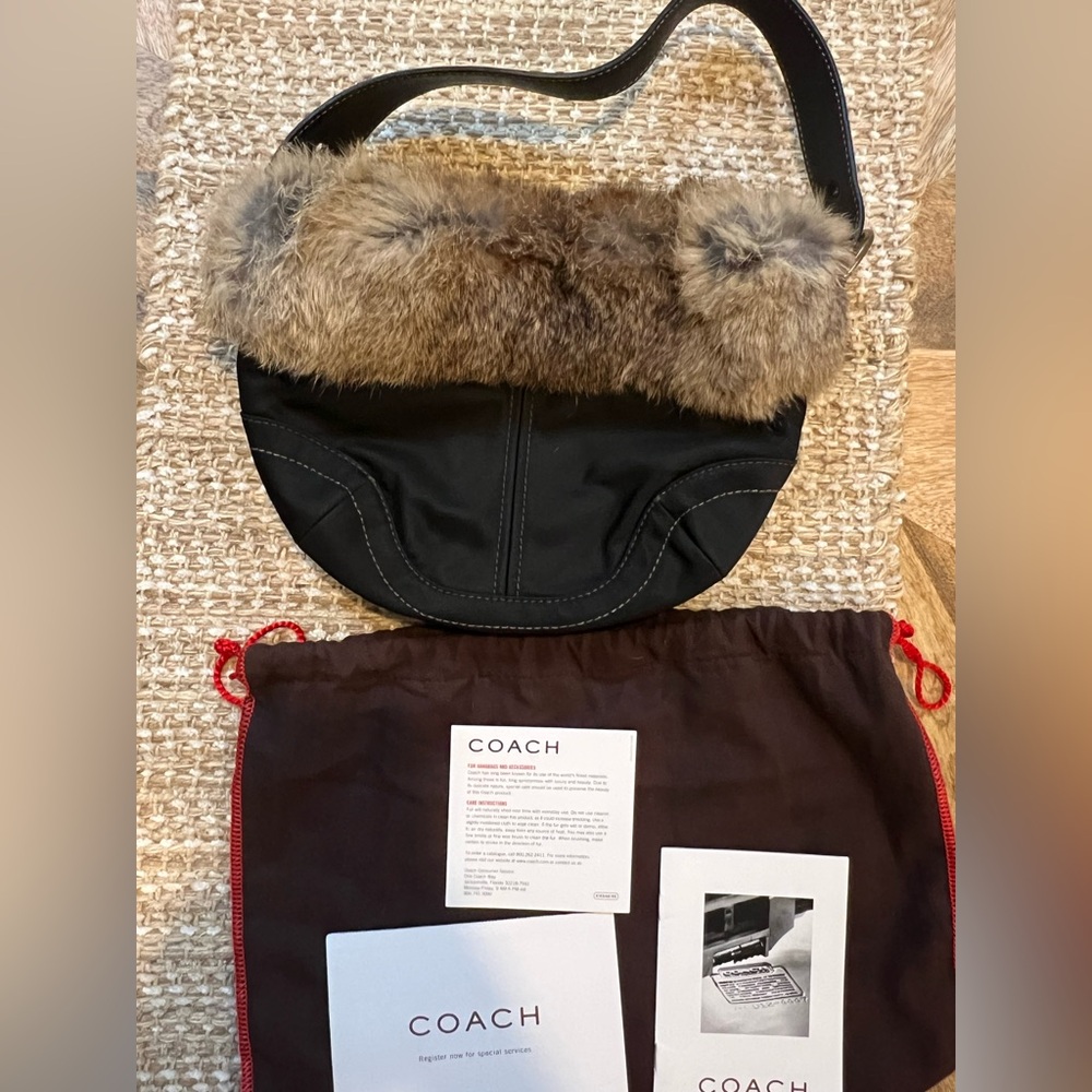 Coach Black Bag with Brown Fur Trim